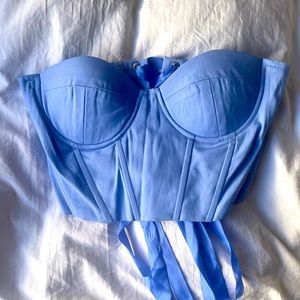 Blue Lace-Up Corset Top